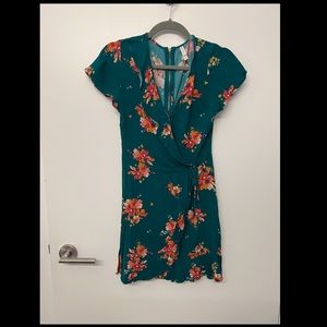 Green Flowered Wrap Dress